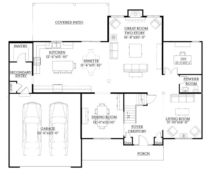 2D floor plan layout of this home in Cannon Woods, Clarence, NY (Image 3).
