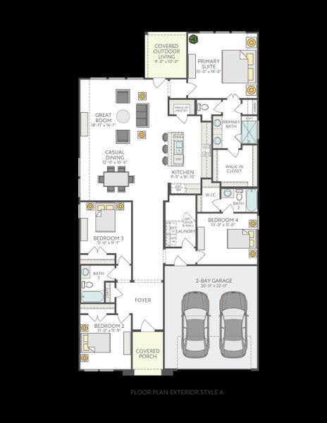 2D floor plan layout of this home in Lagos Reserve, Manor, TX (Image 5).