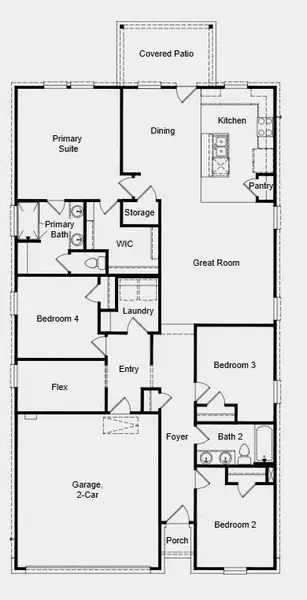 Additional Highlights include: covered patio, tray ceilings in living and primary suite.