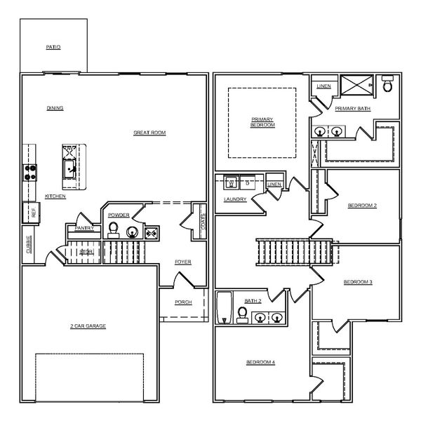 2D floor plan layout of this home in Forts Ridge, Pelion, SC (Image 4).
