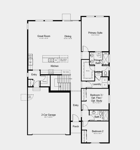 2D floor plan layout of this home in Trailstone Explorer Collection, Arvada, CO (Image 4).