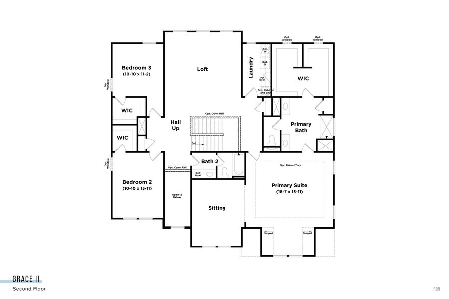 2D floor plan layout for the Grace II by DRB Homes in Northridge Park, Murfreesboro, TN (Image 6).