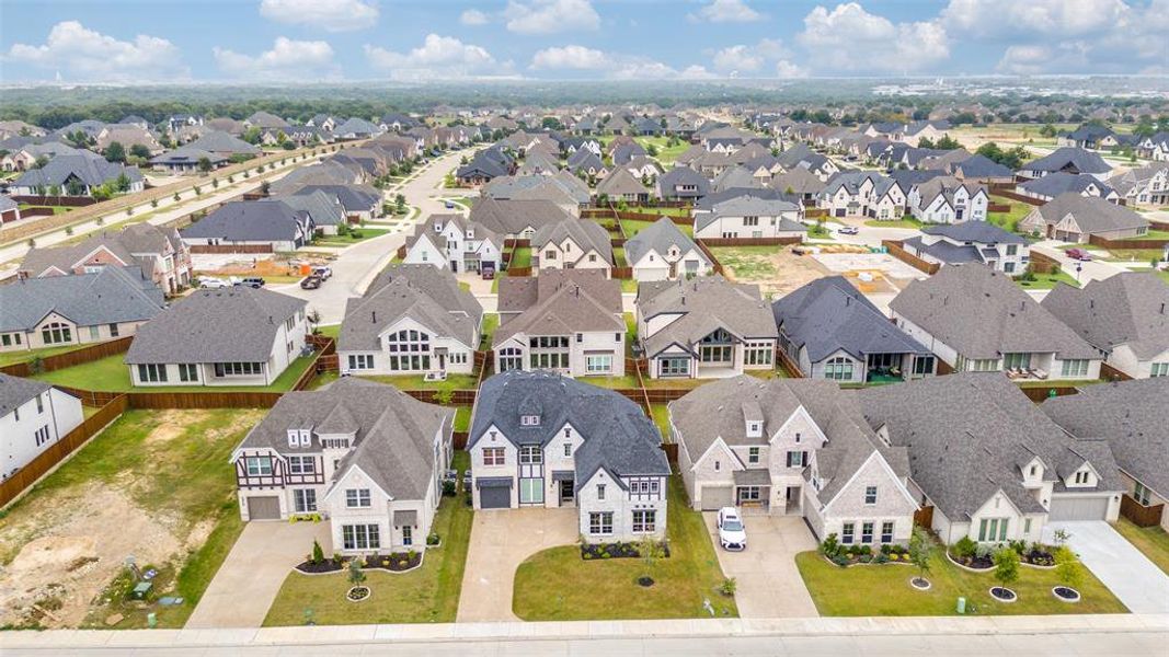 Aerial view of residential area