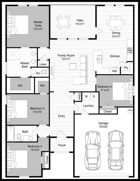 2D floor plan layout of this home in Fair Oaks, Bridgeport, TX (Image 5). 2D floor plan layout of this home in Fair Oaks, Bridgeport, TX (Image 5).