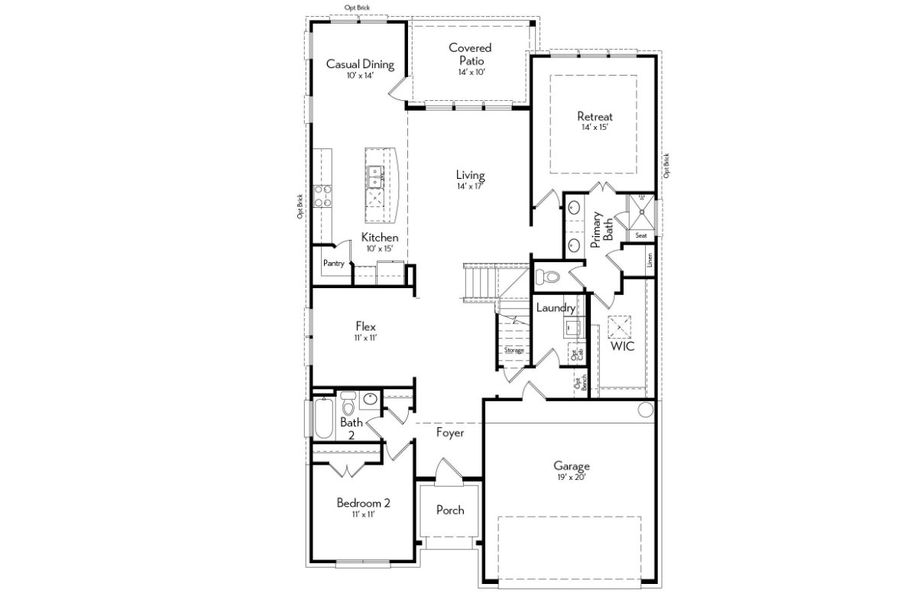 2D floor plan layout for the Rosewood by Autograph Homes in Aldeana - Paintbrush Collection, Bonney, TX (Image 4). 2D floor plan layout for the Rosewood by Autograph Homes in Aldeana - Paintbrush Collection, Bonney, TX (Image 4).