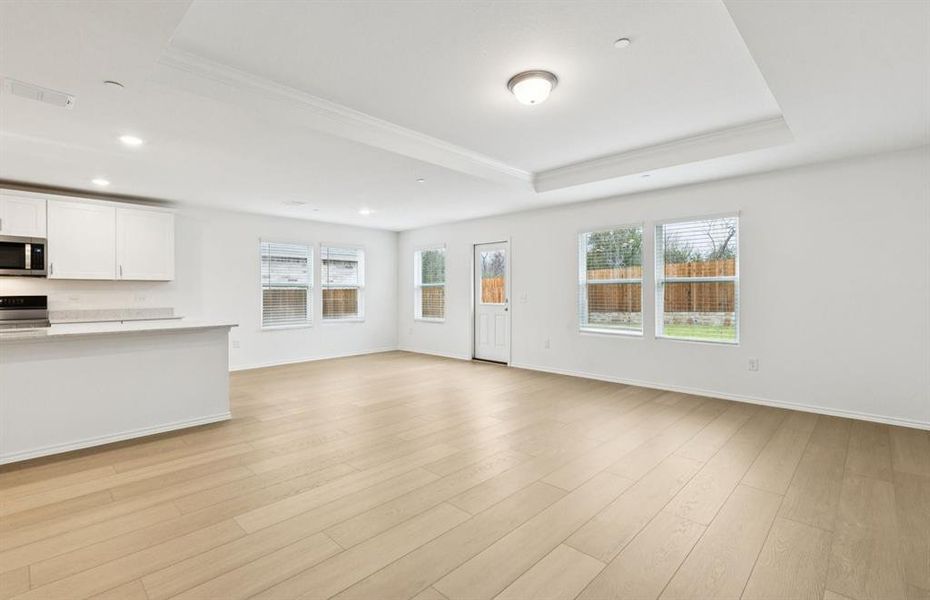 Spacious gathering room with large windows