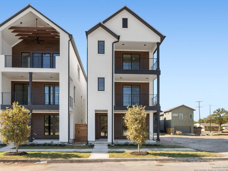 Front exterior of a new home in Victoria Commons, San Antonio, TX, highlighting curb appeal (Image 28).