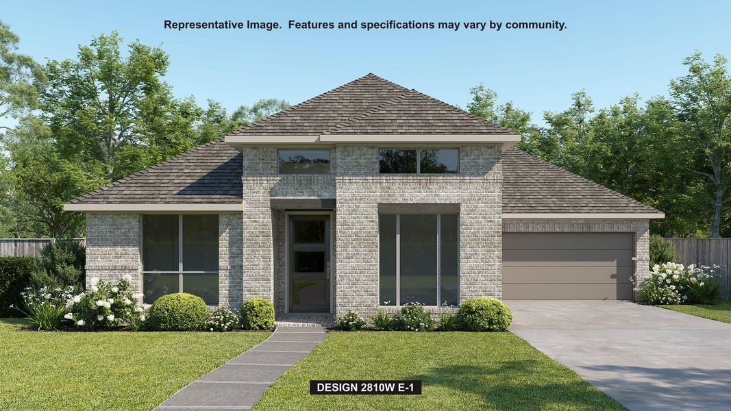 Front exterior of a new home in The Colony, Bastrop, TX, highlighting curb appeal (Image 1). Front exterior of a new home in The Colony, Bastrop, TX, highlighting curb appeal (Image 1).