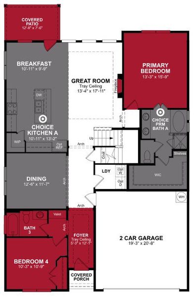 2D floor plan layout of this home in Saratoga, Aubrey, TX (Image 2).