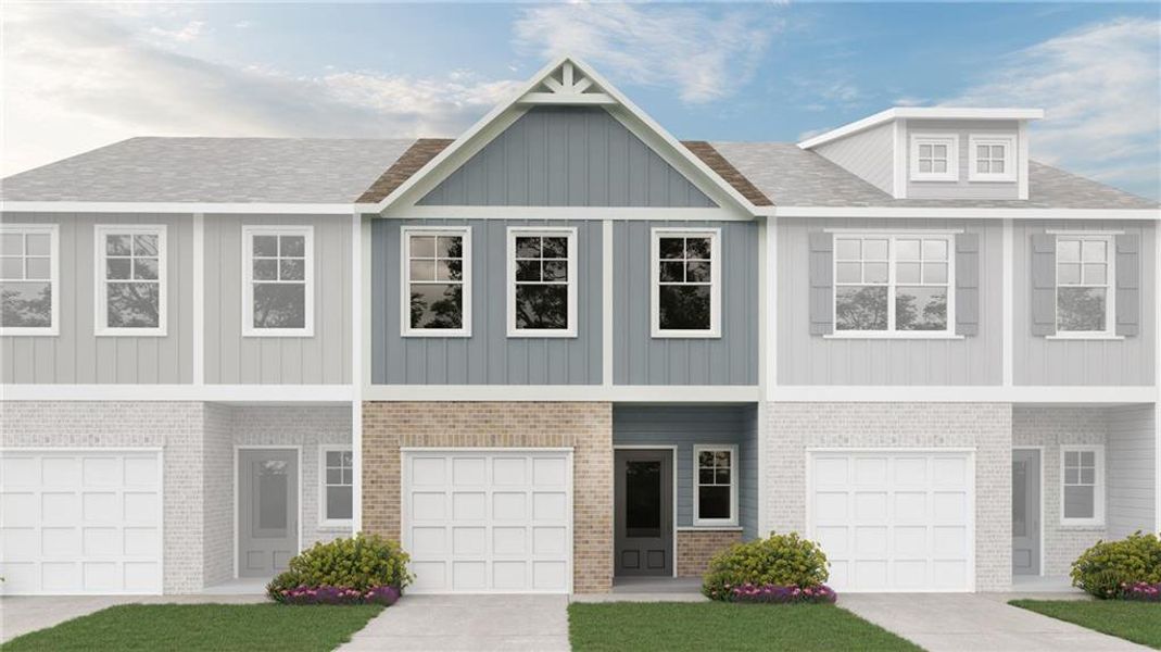 Front exterior of a new home in , Fairburn, GA, highlighting curb appeal (Image 2). Front exterior of a new home in , Fairburn, GA, highlighting curb appeal (Image 2).