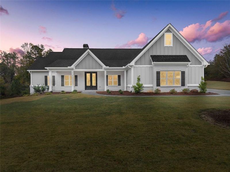 Front exterior of a new home in , Murrayville, GA, highlighting curb appeal (Image 1). Front exterior of a new home in , Murrayville, GA, highlighting curb appeal (Image 1).