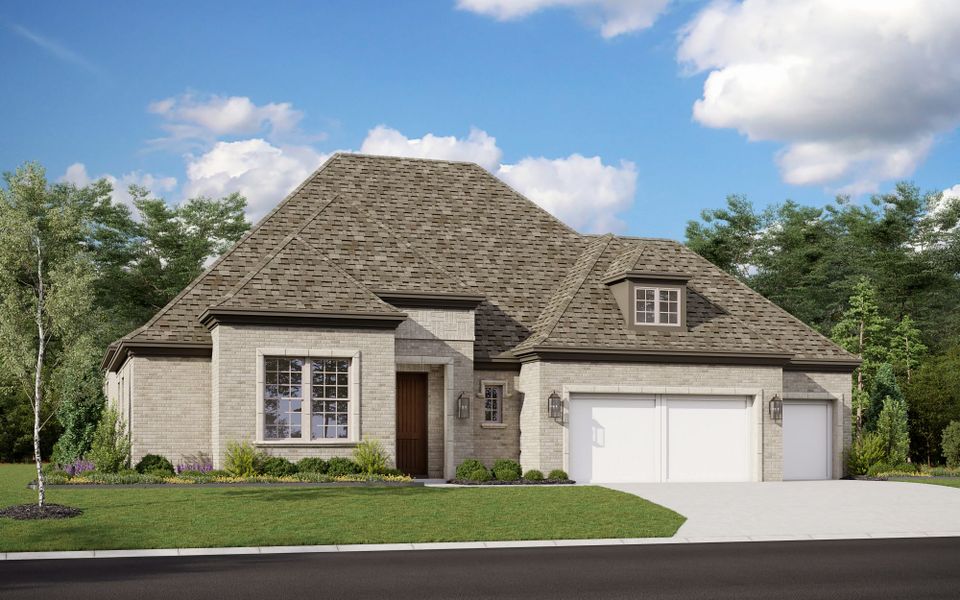 Representative exterior photo of a completed home built from the 5022 by Tradition Homes in Mosaic – 70′ Lots, Prosper, TX (Image 23).
