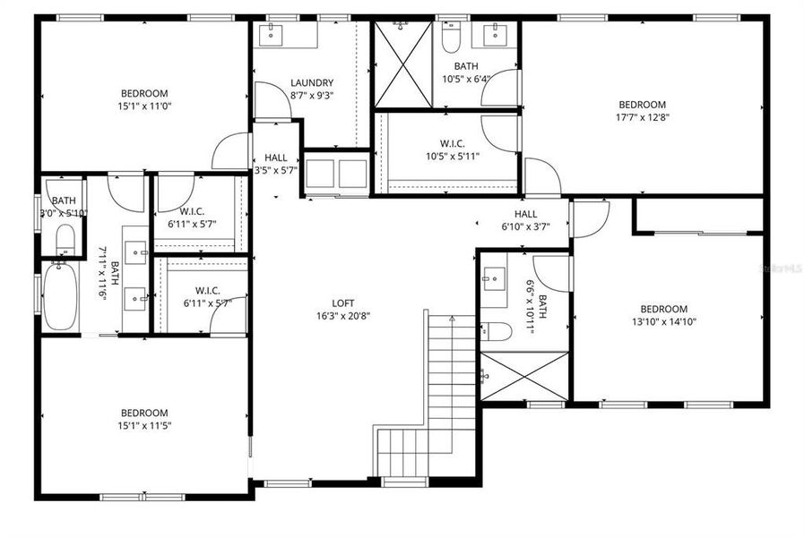 2D floor plan layout of this home in , Orlando, FL (Image 7).