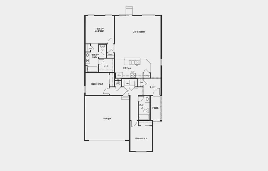 2D floor plan layout for the 1543 Modeled by KB Home in Legato, Commerce City, CO (Image 3). 2D floor plan layout for the 1543 Modeled by KB Home in Legato, Commerce City, CO (Image 3).