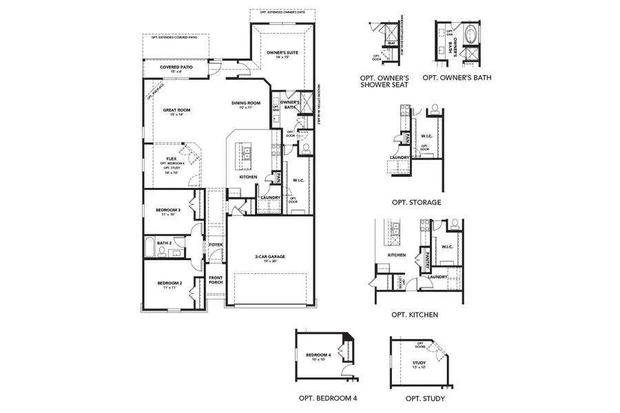 2D floor plan layout of this home in Colony at Pinehurst, Pinehurst, TX (Image 3).