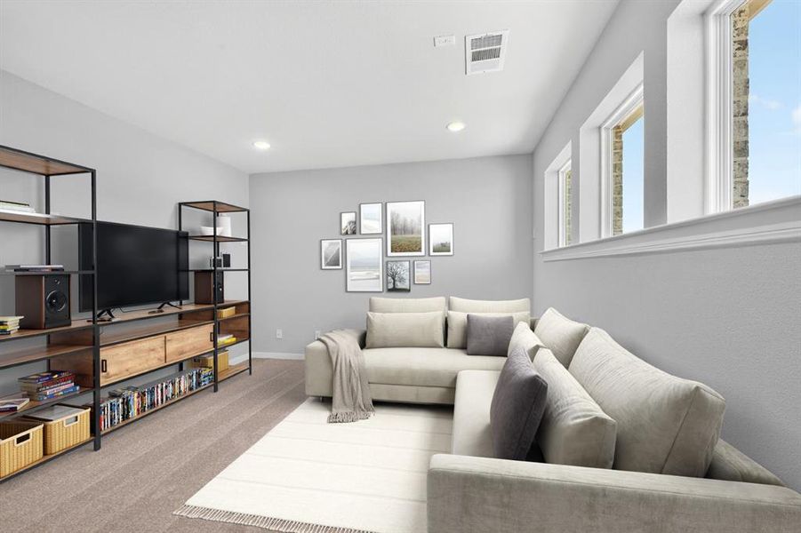 Furnished interior view inside a new home in Pecan Square - Gardens, Northlake (Image 15). Furnished interior view inside a new home in Pecan Square - Gardens, Northlake (Image 15).