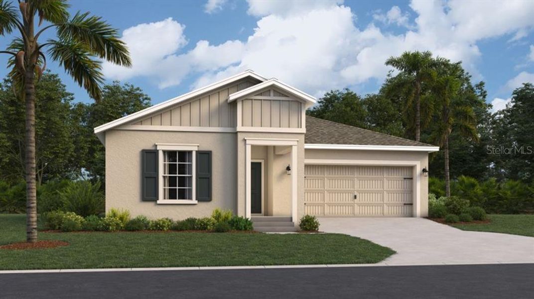 Front exterior of a new home in Knightsbridge, Kissimmee, FL, highlighting curb appeal (Image 1). Front exterior of a new home in Knightsbridge, Kissimmee, FL, highlighting curb appeal (Image 1).