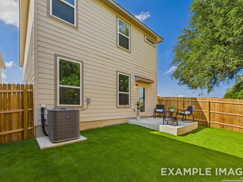 Exterior details and patio area of a home in Meadows at Oak Creek, San Antonio (Image 25).
