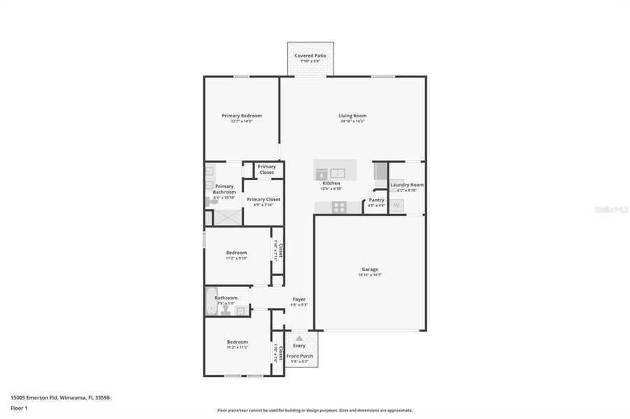 2D floor plan layout of this home in Balm Grove, Wimauma, FL (Image 5).