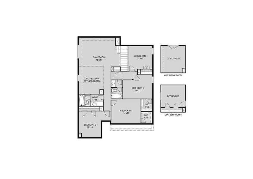 2D floor plan layout of this home in Rocky Creek Crossing, Fort Worth, TX (Image 4).