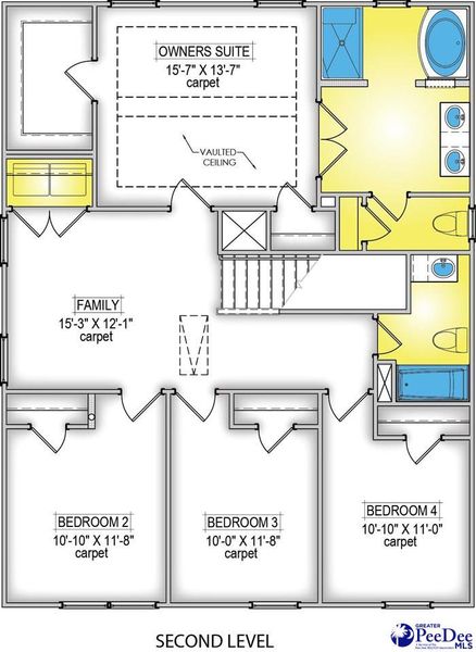 2D floor plan layout of this home in The Grove, Florence, SC (Image 2).