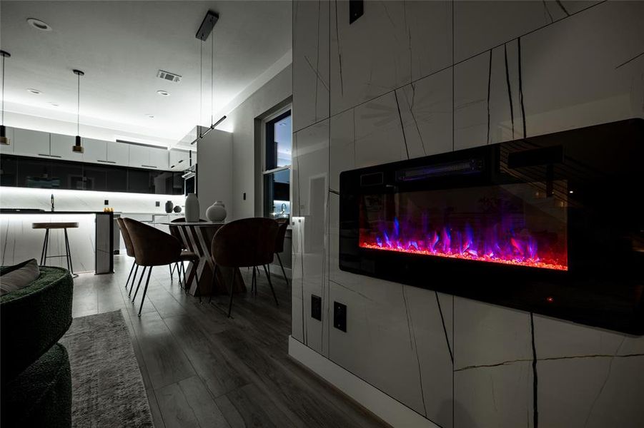 It's a vibe with this fireplace!