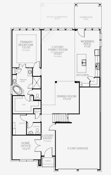 2D floor plan layout for the 3190W by Perry Homes in Two Step Farm 50', Montgomery, TX (Image 4).