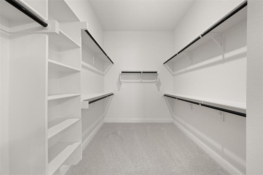 Spacious closet featuring light carpet Spacious closet featuring light carpet