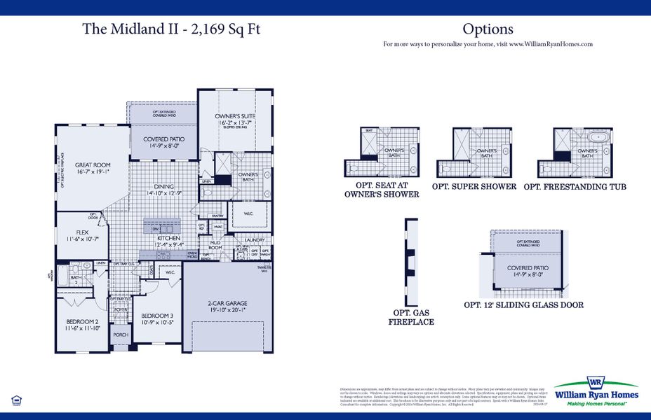 2D floor plan layout for the The Midland II by William Ryan Homes in Wildflower Ranch, Fort Worth, TX (Image 3).