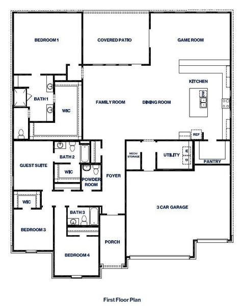 2D floor plan layout of this home in Riverside Estates, Mont Belvieu, TX (Image 5).