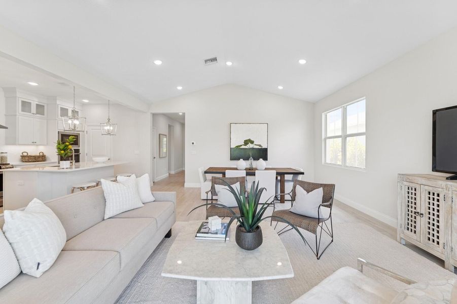 Great Room, Dining Area & Kitchen