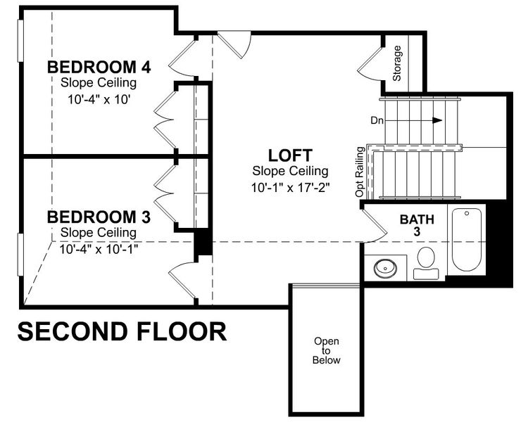 2D floor plan layout for the Messina by Beazer Homes in Bridgeland, Cypress, TX (Image 6).