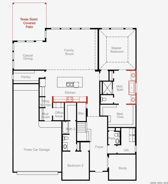2D floor plan layout of this home in Buffalo Crossing, Cibolo, TX (Image 3).