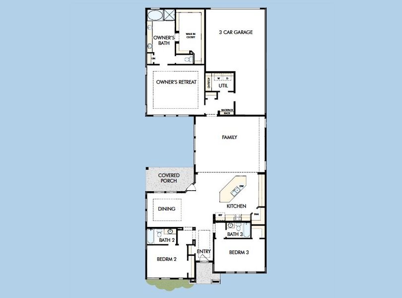 2D floor plan layout for the The Ballinger by David Weekley Homes in Emerald Heights at Bridgeland Central – 50’ Alley, Cypress, TX (Image 3).