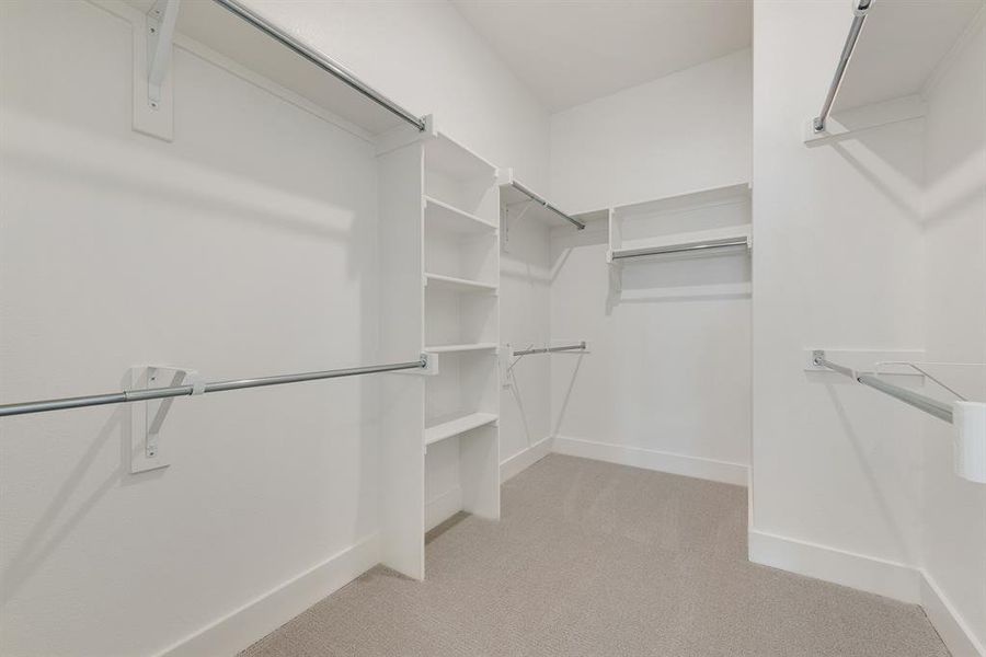 Spacious closet featuring light colored carpet Spacious closet featuring light colored carpet