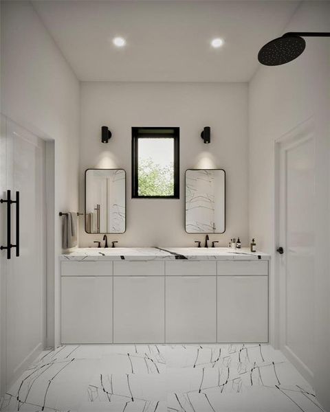 Bathroom with double sink vanity