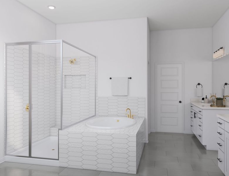 Representative furnished interior of a home built from the Windsor by Tri Pointe Homes in Lariat, Liberty Hill (Image 17).