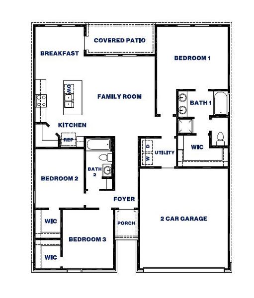 2D floor plan layout of this home in Porters Mill, New Caney, TX (Image 3).