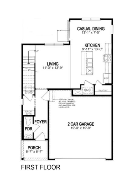 2D floor plan layout of this home in Ridge at Johnstown, Johnstown, CO (Image 3).