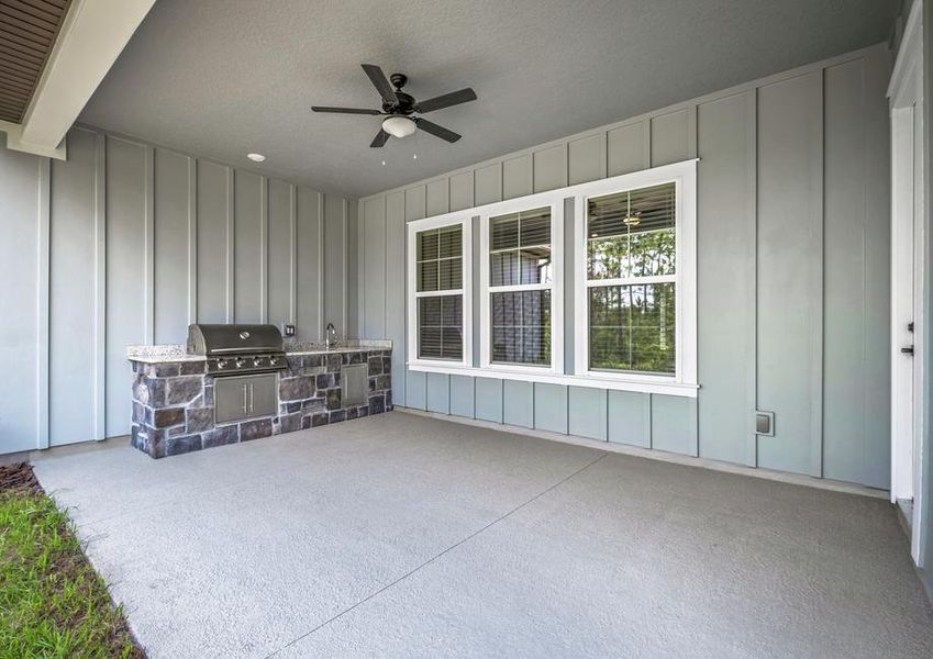 Cooking out is a breeze with a covered outdoor kitchen.