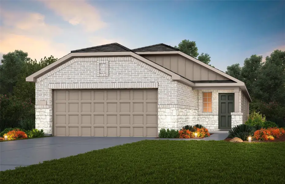 Front exterior of a new home in , Conroe, TX, highlighting curb appeal (Image 7).