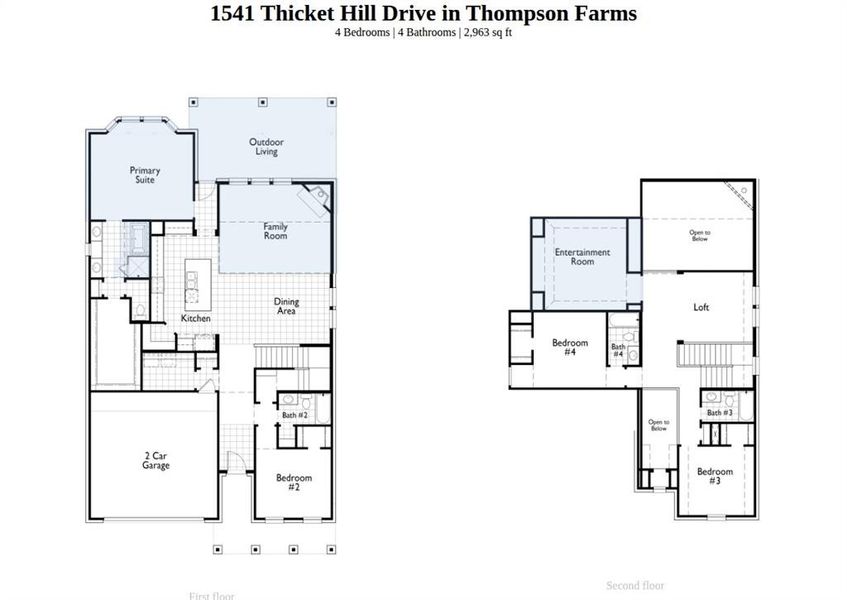 2D floor plan layout of this home in Thompson Farms, Van Alstyne, TX (Image 5). 2D floor plan layout of this home in Thompson Farms, Van Alstyne, TX (Image 5).