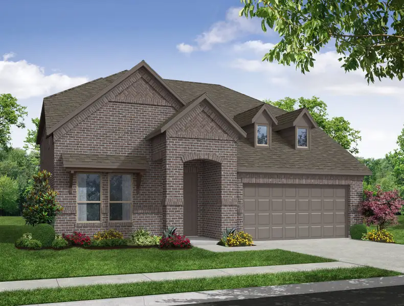 Representative exterior photo of a completed home built from the Stirling by Impression Homes in Timberbrook, Justin, TX (Image 2). Representative exterior photo of a completed home built from the Stirling by Impression Homes in Timberbrook, Justin, TX (Image 2).