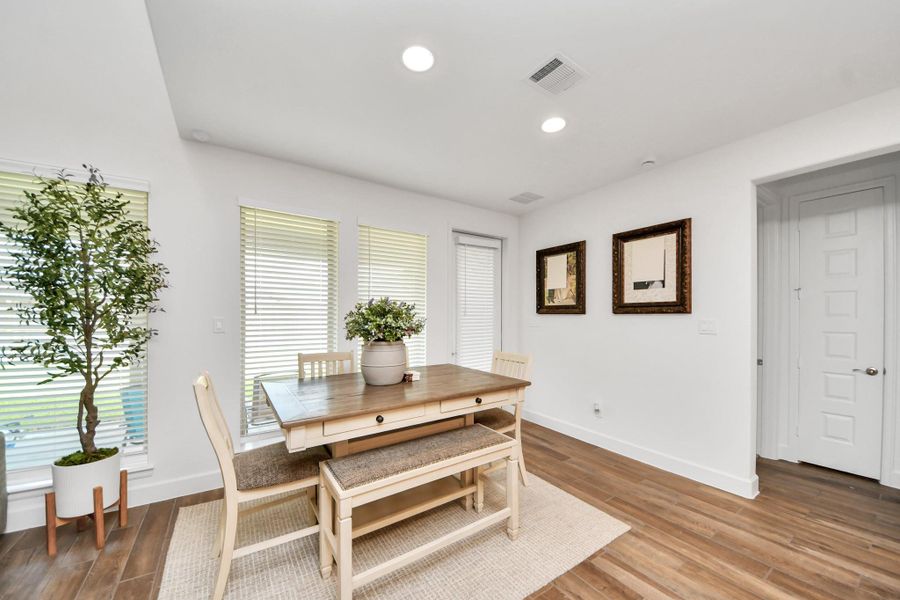 Dining area conveniently located near the kitchen.