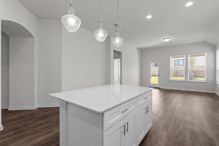 Kitchen Island Overlooking Gathering Room