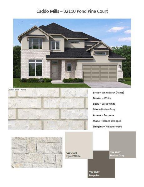 Sample of building materials used in homes in The Meadows at Imperial Oaks, Spring (Image 4).
