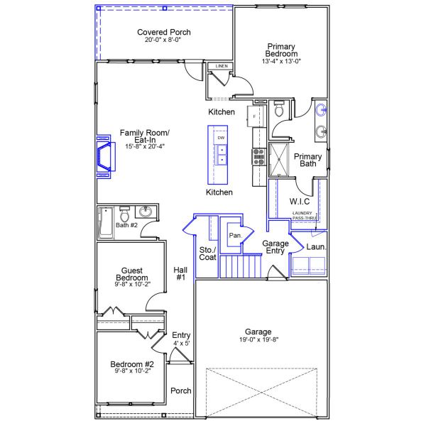 2D floor plan layout of this home in Fieldstone, Lexington, NC (Image 2).