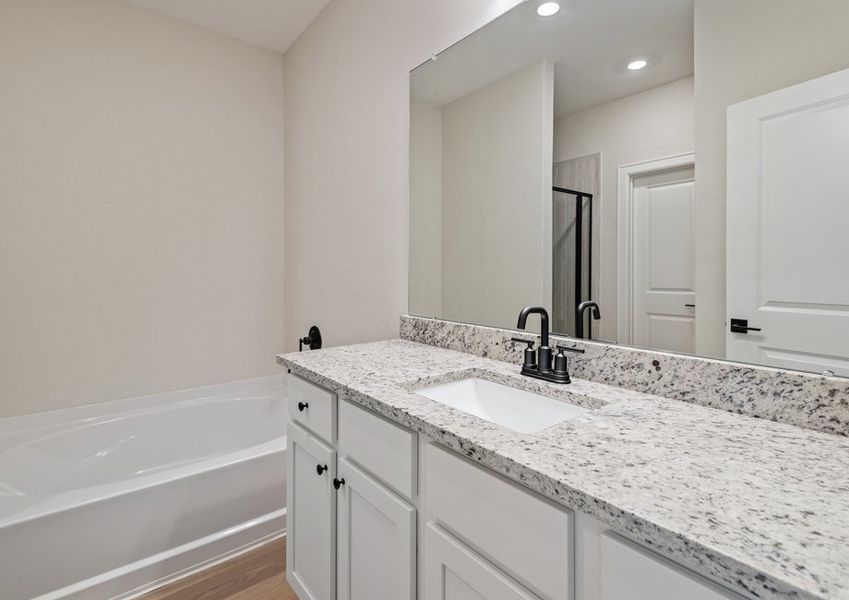 Spacious vanity in the master bathroom