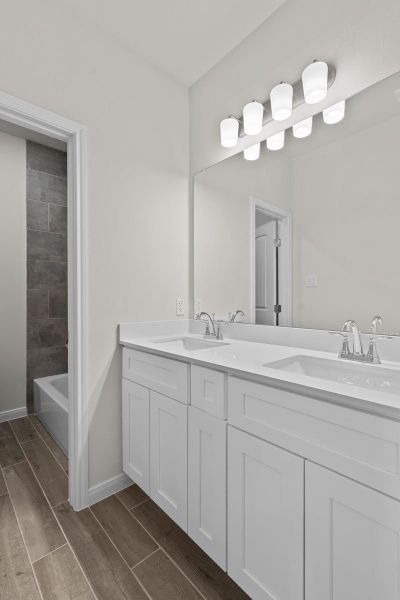 Representative furnished interior of a home built from the Lennox 2575 S by Saratoga Homes in Morningstar, Georgetown (Image 5).