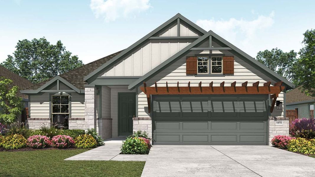 Representative exterior photo of a completed home built from the Palm by DRB Homes in Westside Preserve Premier, Midlothian, TX (Image 5).